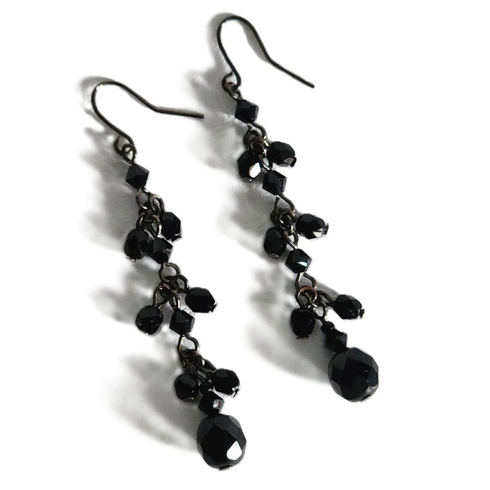 White House Black Market Black Facet Bead Drop Earrings 2.5" x 25"
